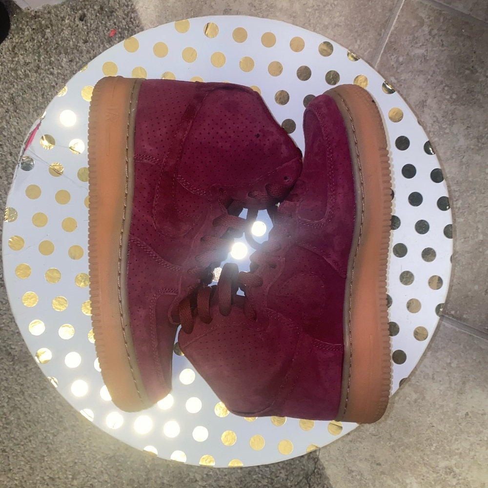 Burgundy high top air force ones
